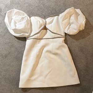 Self-Portrait‎ White Strapless Dress with Puff Sleeves